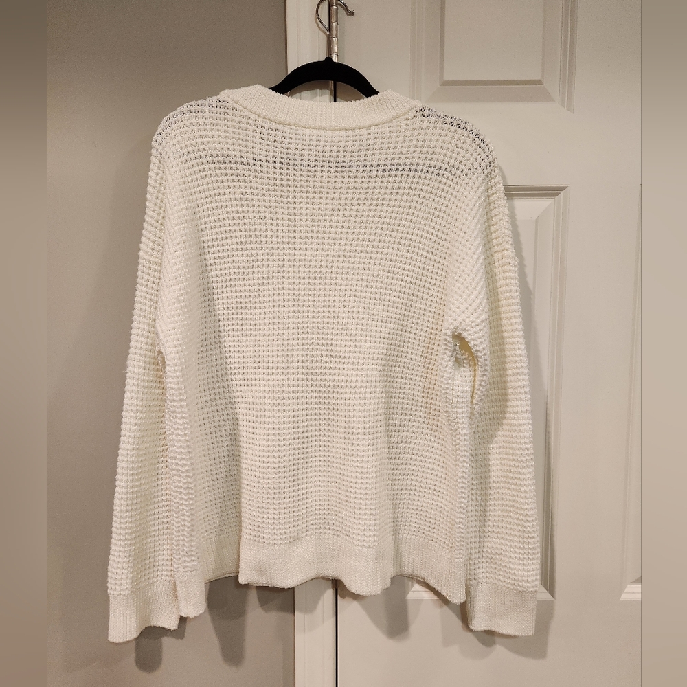 Time and Tru Cream Waffle Knit Crew Neck Sweater -Size XXL - Picture 3 of 5